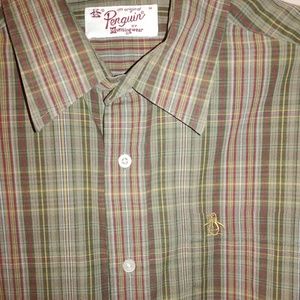 Penguin Plaid Long Sleeve Button Down